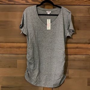 Gray vneck top maternity